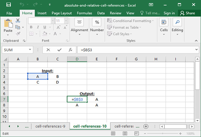 define relative cell reference excel