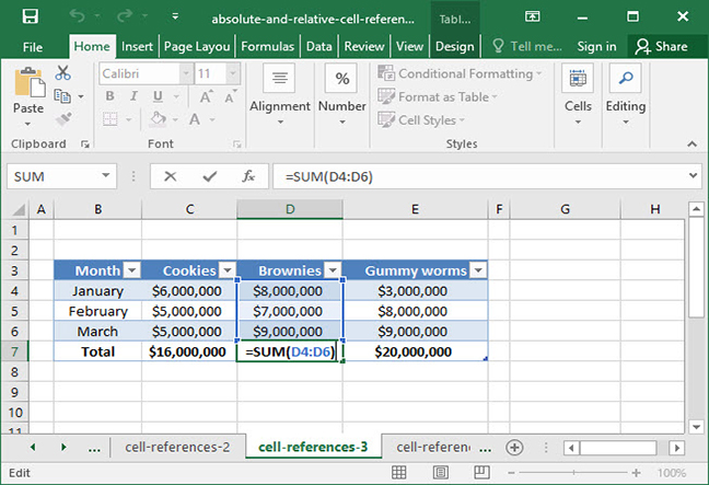 Relative reference copied to adjacent cells