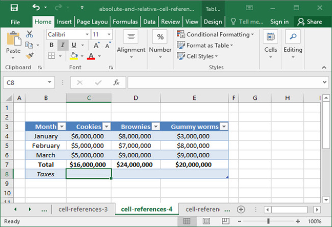 excel relative vs absolute reference