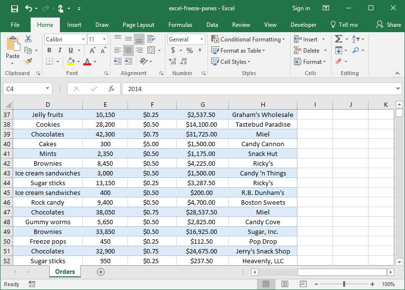 Freezing Panes in Excel | Deskbright