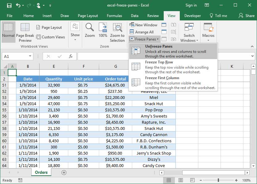 freeze multiple panes in excel mac