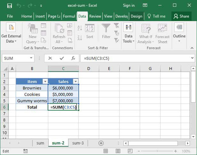 SUM with a range rather than individual cells