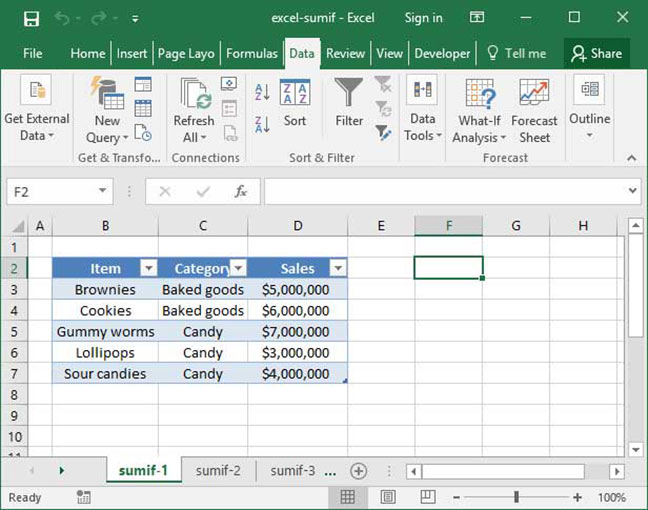 excel sumif