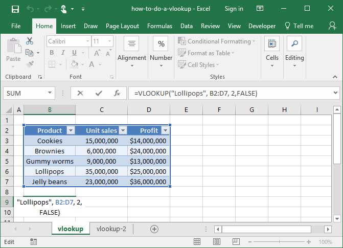 Completed VLOOKUP formula