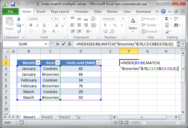 index and match in excel with multiple criteria