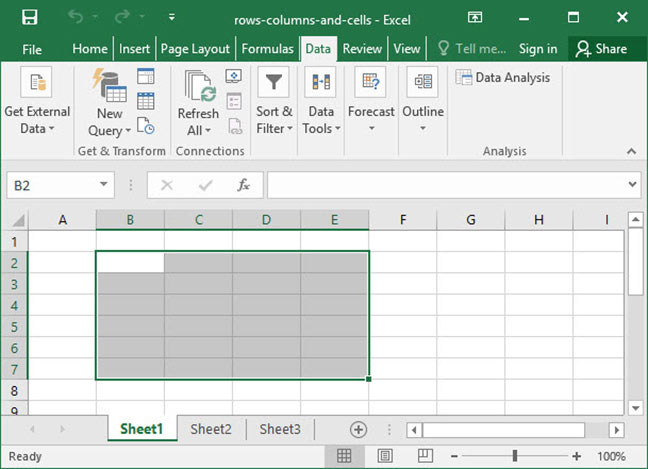 ms excel how many rows and columns