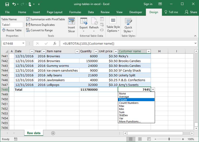 Using Tables In Excel Deskbright 0699