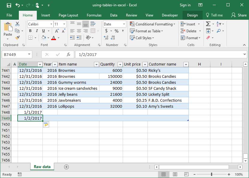 cut and paste list into excel